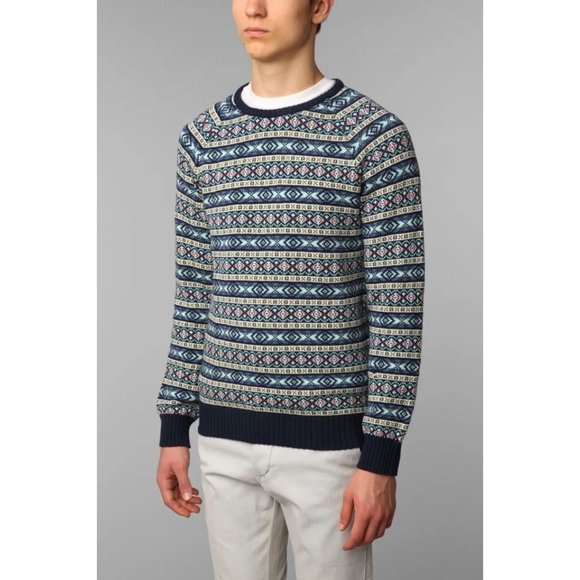 014 Urban Outfitters CPO Spring Fair Isle Striped Pullover Sweater sz M Men's - Picture 11 of 11